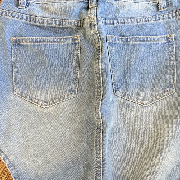 Shein Edgy denim midi skirt asymmetrical high lo in Blue - Picture 4 of 7